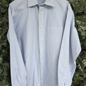 Tommy Hilfiger Light Blue White Pinstripe Dress Shirt